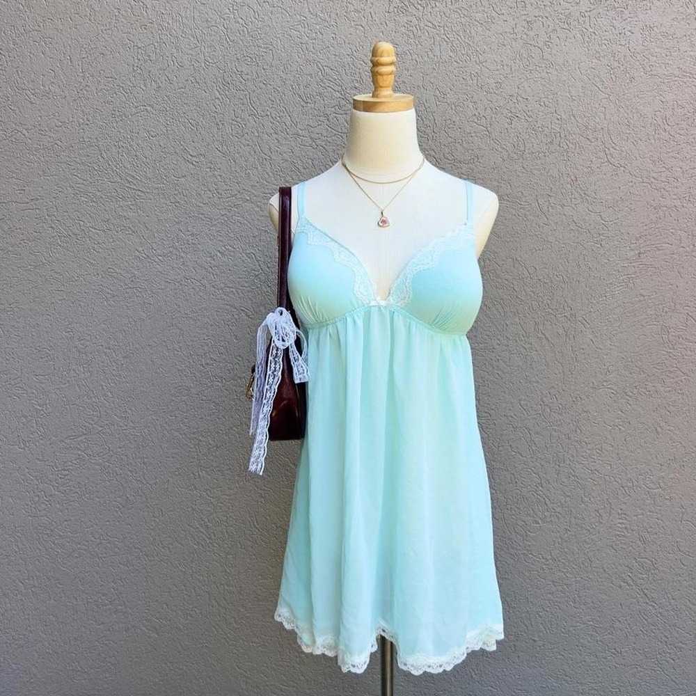 Turquoise Blue Babydoll Slip Chemise Lingerie‎ Nightie Size XL Mermaid Fairy